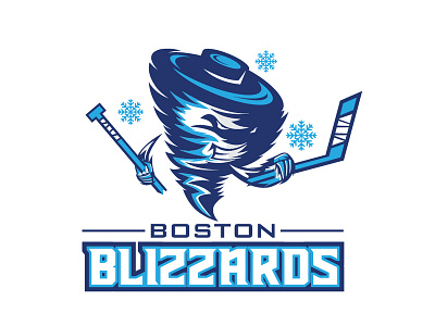 Boston Blizzards art blizzard boston concept design flat hockey hockey stick icon illustration logo logo design snowflake typography vector