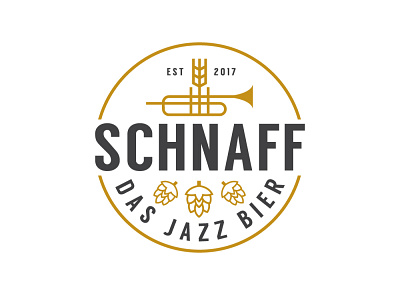 Logo design for "Schnaff" art beer concept design hop illustration jazz logo logo design man trumpet vector