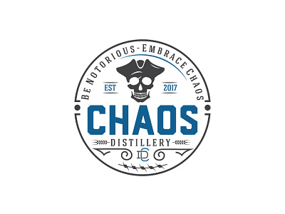Logo design for "Chaos distillery" art brending business design designer distillery illustration label logo logo design pirate skull vector