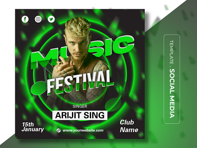 Music festival social media banner design ad ad banner banner banner design branding design facebook ad illustration instagram banner design instagram post logo social media