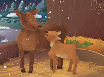Deer childhood children book illustration digital illustration