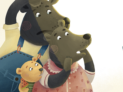 Three Bears children book illustration digital illustration