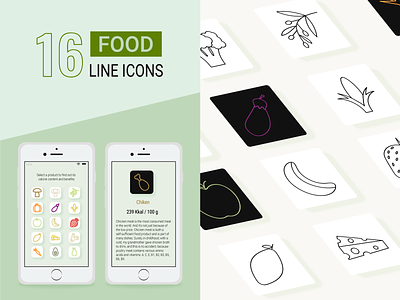 Food line icons app app icons design food food icons graphic design icons illustration vector