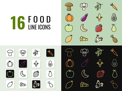 Food line icons (set 16) design food icons food line icons graphic design icon icons illustration line icons set food line icons vector