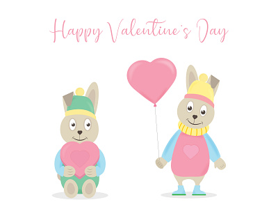 Happy Valentine's Day design graphic design hares illustration love rabbits valentines day vector