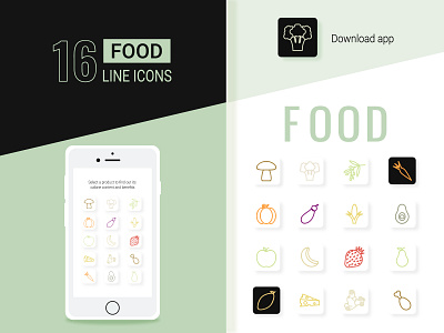 Food line icons design graphic design icons line icons vector