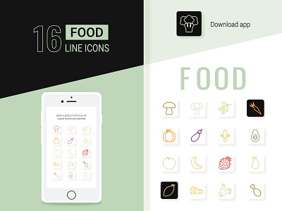 Food line icons