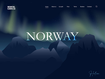 LP Norway rental car design first screen graphic design illustration landing page lp northern lights norway the mountains vector