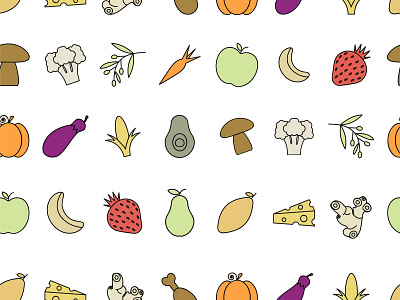 Fruit and vegetable pattern design graphic design illustrator pattern vector
