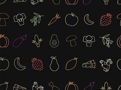 Fruit and vegetable pattern design fruits graphic design illustrator vector vegetables
