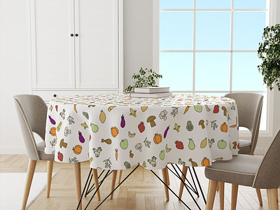 Vegetarian pattern on the tablecloth