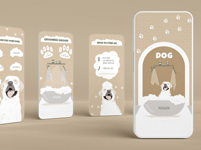 Instagram carousel design for pet grooming salon carousel design dog dog bath dog ear cleaning graphic design grooming illustration instagram massage nail clipping pet pet vaccination saloon teeth cleaning vector