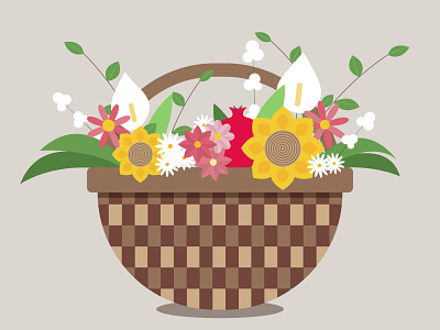 Basket of flowers basket design flowers graphic design illustration vector