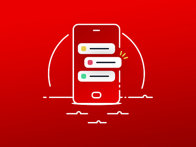 Illustration for tutorial intro card icon illustration mobile red