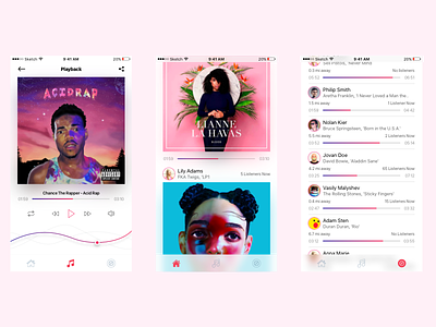 Music Around App ios music pink player shadows ui