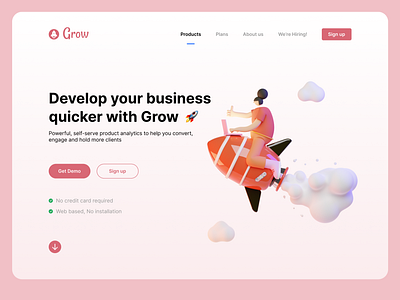 Grow business UI landing page adobexd branding business design dribble figma graphic design grow illustration landing page ui uidesigner uiux ux uxdesigner web webdevelopment website