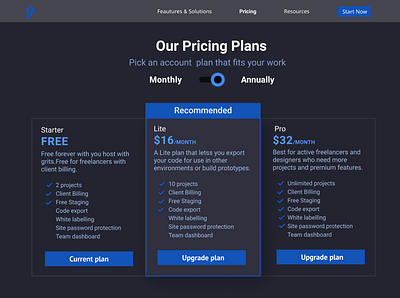 Dark mode Pricing plan adobexd branding business darkmode design dribble figma graphic design illustration interface pricing plan ui uidesign uiux ux uxdesign