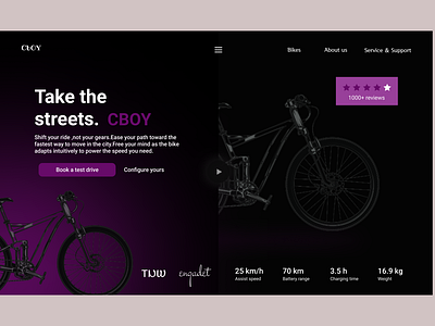 CBOY bicycle Landing page UI