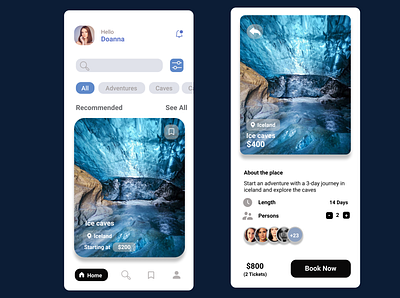 Travel App UI adobexd adventure booking branding business caves cities design dribble figma graphic design illustration logo travel travelui ui uidesign userinterface ux