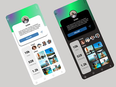 User profile UI Design adobexd bio branding business design dribble experience figma following graphic design illustration instagram likes photos ui uidesign user userprofile uxdesign