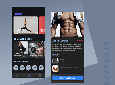 Workout app UI design adobexd appdesign design dribble explore figma fitme homeworkouts interface ui uidesign uiux user interface ux workout workout app