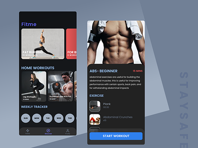 Workout app UI design