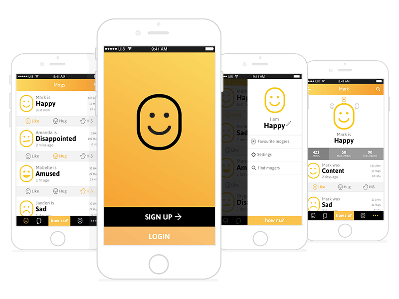 iOS Social App app design emoticon ios smiley social ui