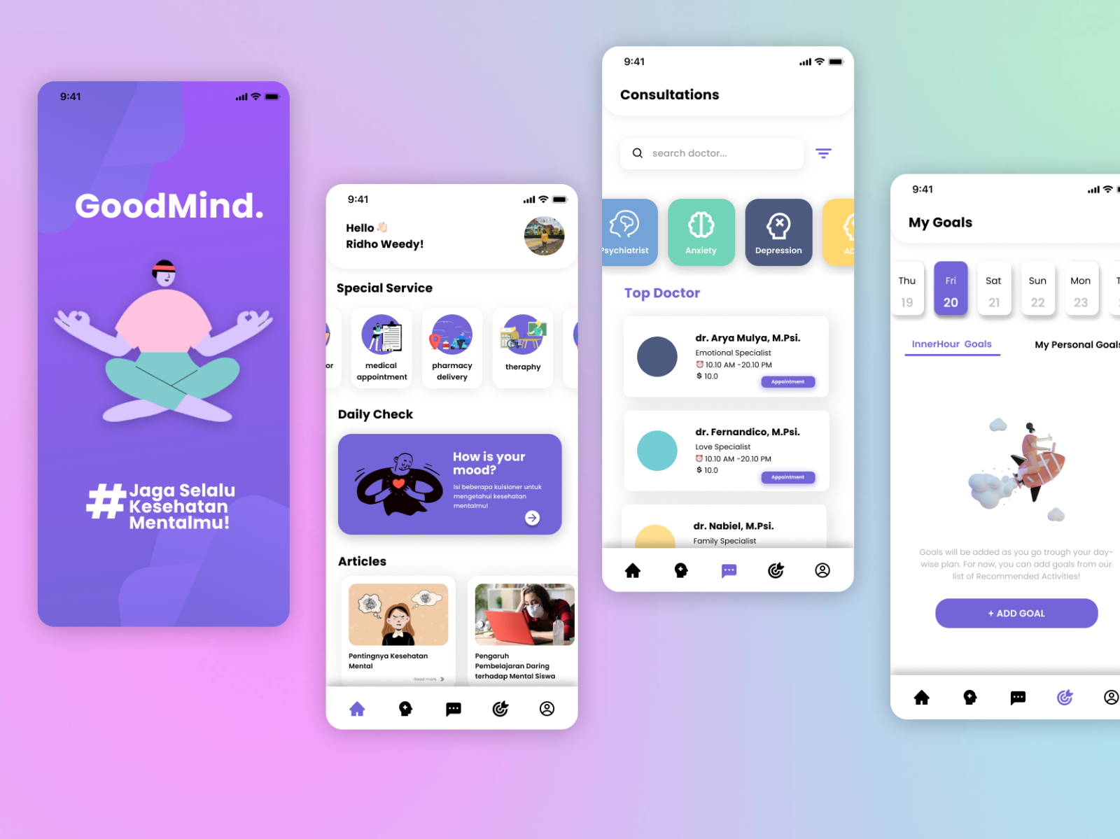 Mental Health Mobile App - Goodmind. By Ridho Weedy On Dribbble