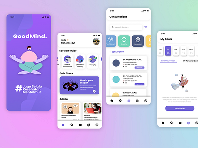 Mental Health Mobile App - GoodMind. mentalhealth mobile ui uiux ux