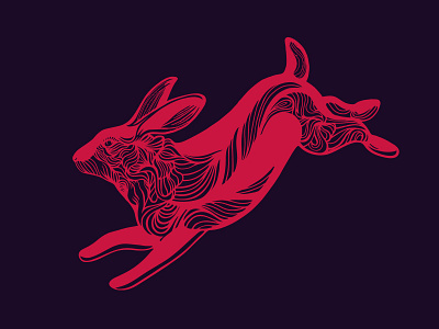 Red Rabbit illustration logo rabbit red