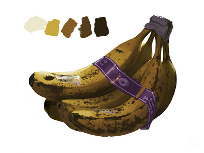 Old bananas bananas digital life lighting old painting realism still