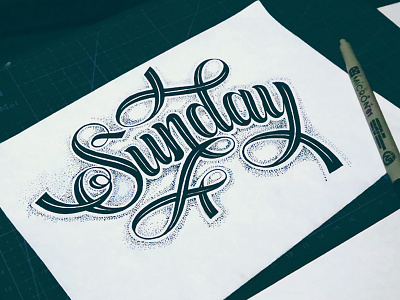 sunday lettering brush handlettering handraw inline lettering brush sketch draw type typography