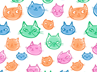 Cats blue cat cats green kitten kittens kitties kitty pattern pink purple surface design