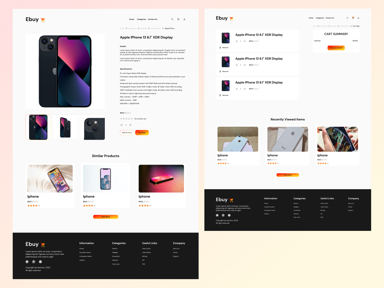 e-commerce website Product Details page and Cart page by Adesina ...