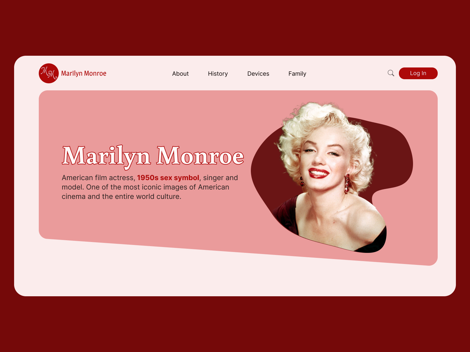 Marilyn Monroe Biography Home Page By Evgenia Sein On Dribbble