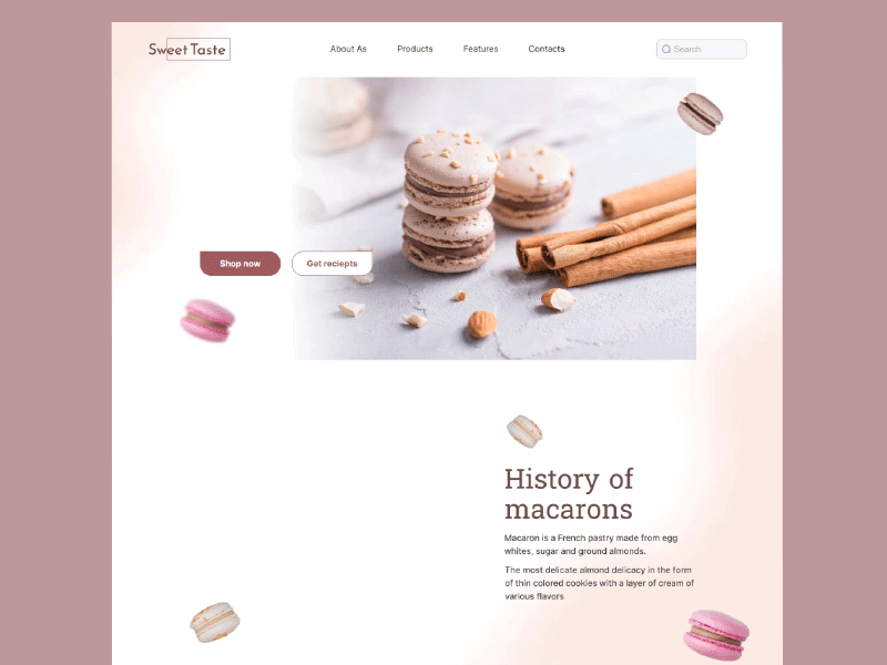 Sweet Taste - Macarons animation design photoshop protopai typography ui ux