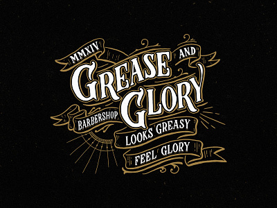 Grease And Glory Barbershop calligraphy details hand lettering high details lettering typography