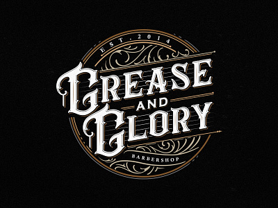 Grease And Glory Barbershop calligraphy detail hand lettering high detail lettering typography vector