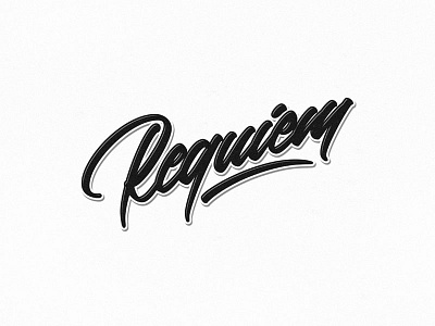 Rrequiem black and white calligraphy details hand lettering high details lettering typography vector