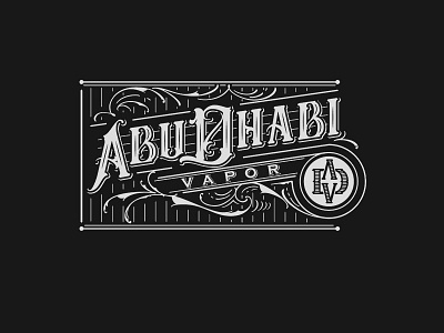 Abu Dhabi Vapor black white brand branding works classic details graphic hand lettering high details logo logotype vector vintage