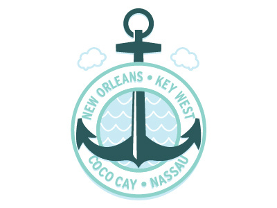Cruise Trip anchor badge boat cruise illustration