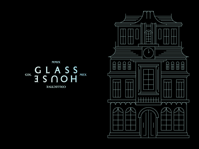 Glass House Collective black branding fashion glass house logo mansion outline