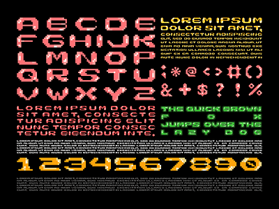 Alphabet alphabet arcade bubblegum font lights neon pixel typography ui vector videogames
