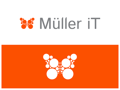 Müller iT branding butterfly circle fly isotype it logo nature orange wings