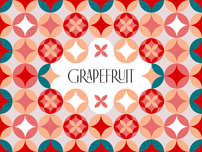 Grapefruit Pattern acid citric drink flower fruit garden geometry illustration pattern red star