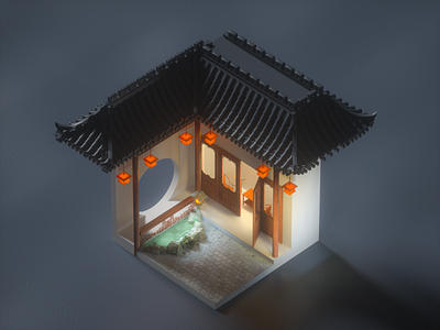 Chinese garden in the still of the night