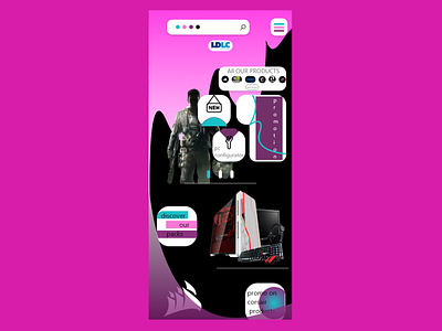 ldlc app apk app black design game gamer graphic design home pc purple sale shop store ui