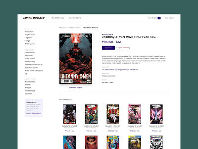 Product page for Comic Odyssey