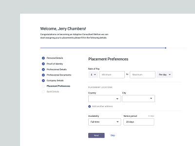 Profile completion • Simmons & Simmons Adaptive form onboarding product design