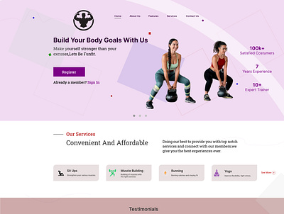 Gym workout Landing page design figma ux web design